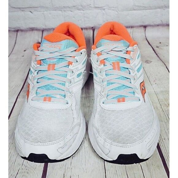 Saucony Cohesion 13 Athletic Running Shoes Women's Size 8 ~ White / Neon - Picture 4 of 9